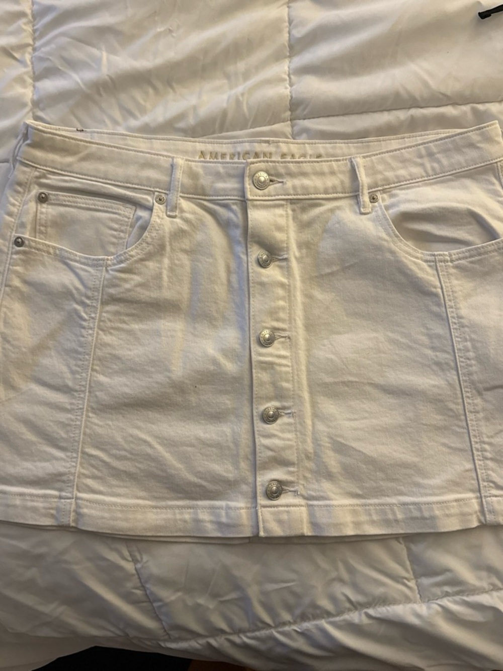 American Eagle Outfitters White Button-Front Mini Skirt